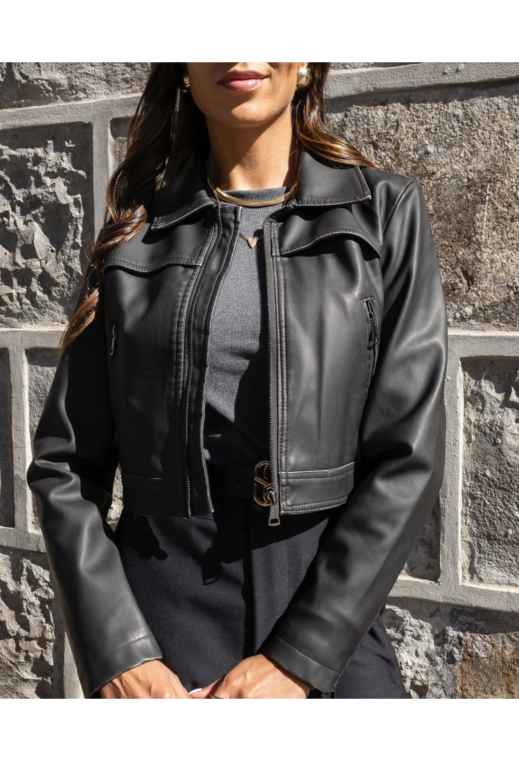 Jaqueta Bárbara em PU estonado